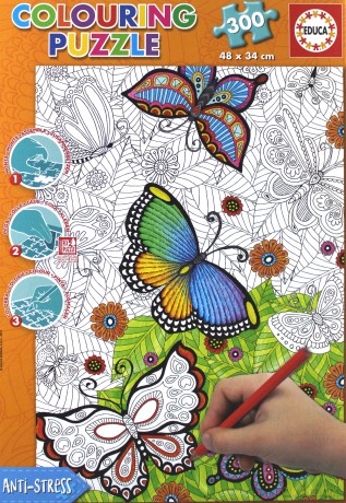 EDUCA 300 el. Motyle Puzzle do kolorowania [PUZZLE]