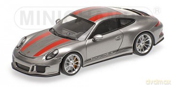 Porsche 911 R 2016 (silver w/red stripes and w/black writing)