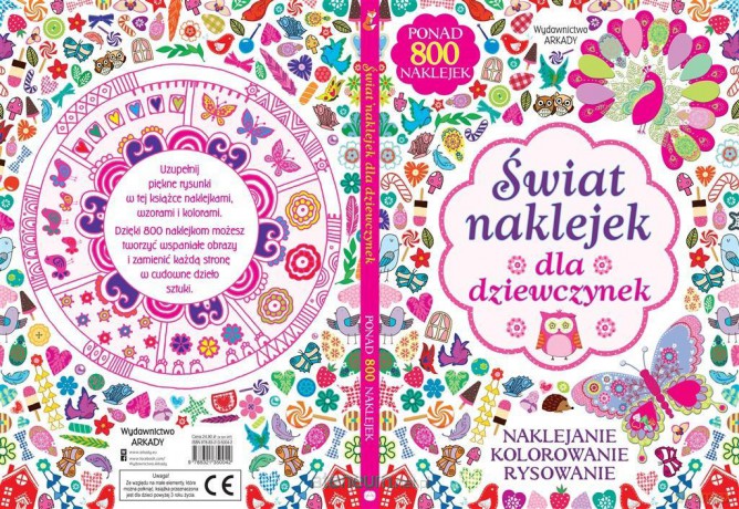 Świat naklejek dla dziewczynek. Naklejanie, kolorowanie [KSIĄŻKA]