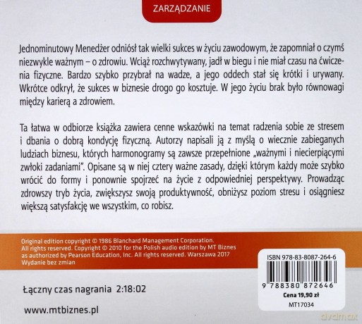 Jednominutowy menedżer. Równowaga życia i pracy. Zdrowy tryb życia kluczem do sukcesu - Ken Blanchard [AUDIOBOOK]