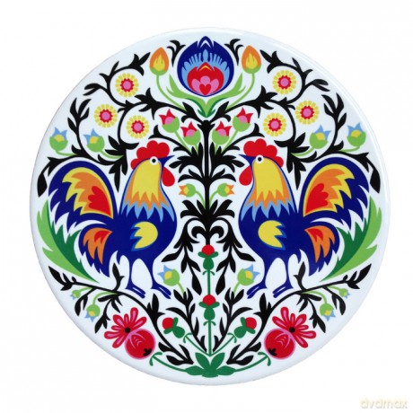 Podkładka ceramiczna okrągła 20 cm Koguty kolor
