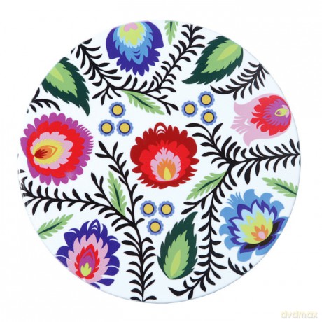 Podkładka ceramiczna okrągła 20 cm Łowicz kwiaty. Folk