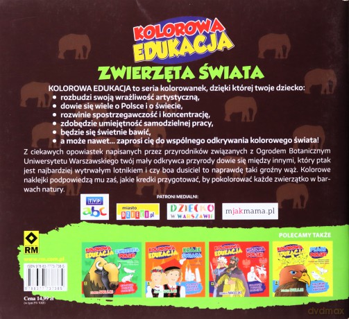 Zwierzęta świata. Kolorowa edukacja - Michał Kryciński [KSIĄŻKA]
