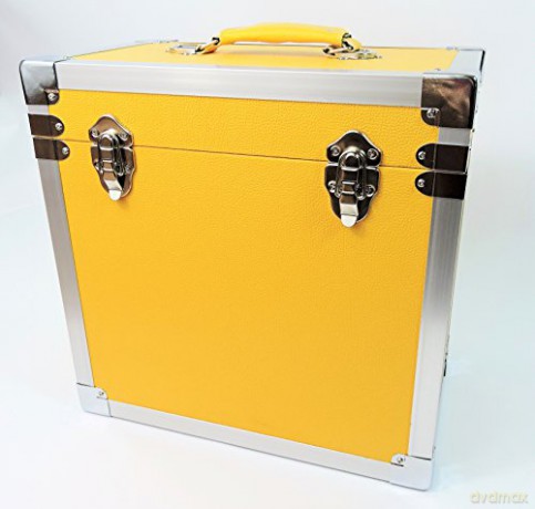 Yellow: 50 Lp Record Storage Carry Case pudełko do przechowywania winyli