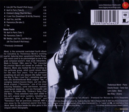 Thelonious Monk: Monk. [CD]