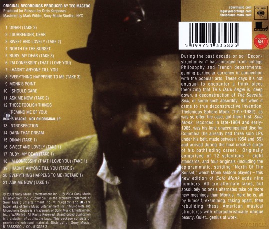 Thelonious Monk: Solo Monk [CD]