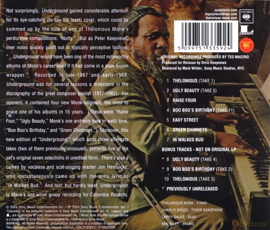 Thelonious Monk: Underground [CD]