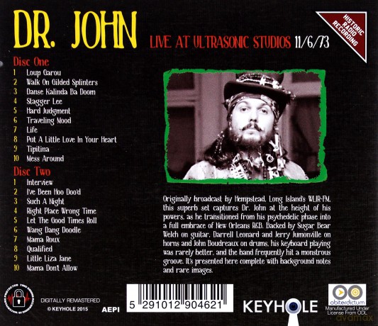 Dr John: Live At The Ultrasonic Studios 11 / 6 / 73 [2CD]