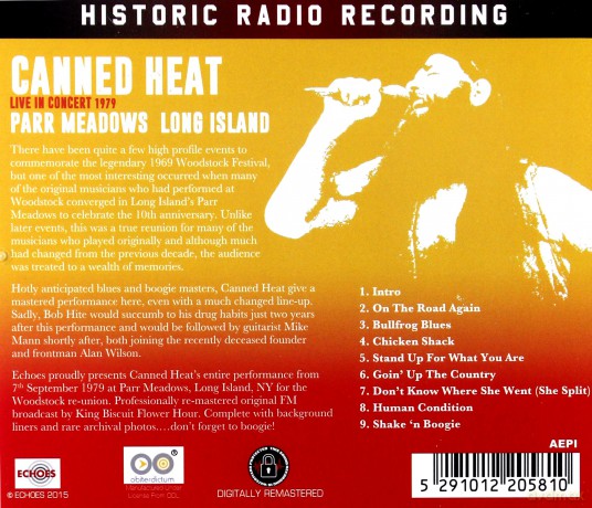 Canned Heat: Live In Concert 1979 Parr Meadows Long Island [CD]