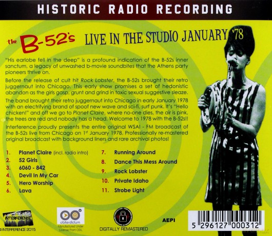 B-52S: Live In The Studio January 78 [CD]