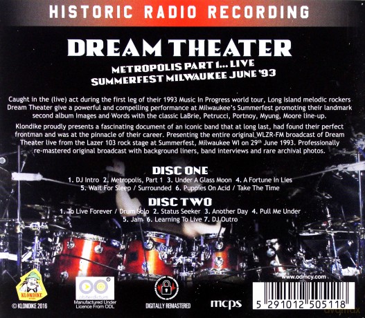 Dream Theater: Metropolis Part 1... Live - Summerfest Milwaukee June 93 [2CD]