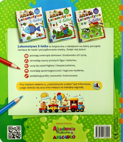 Lokomotywa 3-latka książeczka edukacyjna z naklejkami [KSIĄŻKA]