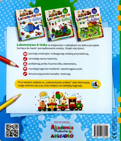 Lokomotywa 4-latka książeczka edukacyjna z naklejkami [KSIĄŻKA]