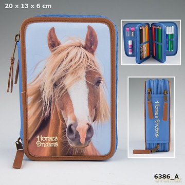 Piórnik potrójny z wyposażeniem Horses dreams