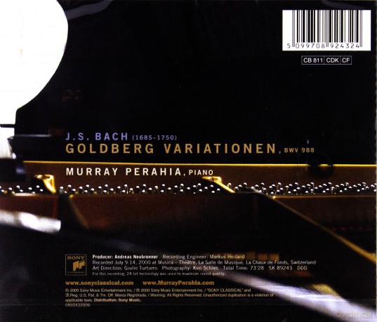 Murray Perahia: Bach: Goldberg Variations, BWV 988 [CD]