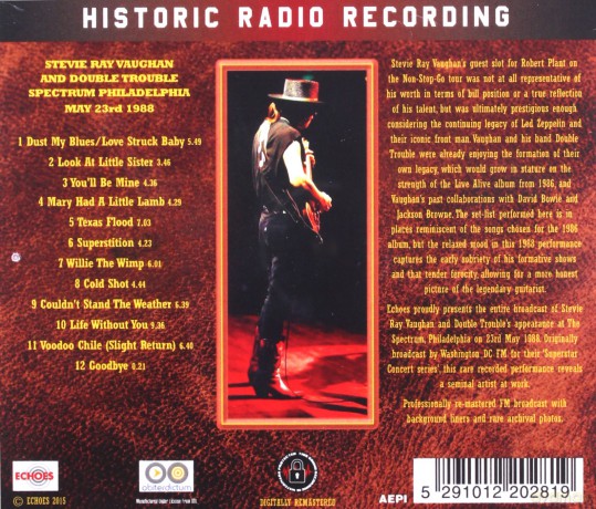 Stevie Ray Vaughan: Spectrum Philadelphia 23rd May 1988 [CD]