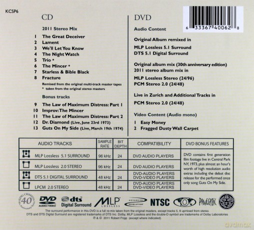 King Crimson: Starless And Bible Black (40th Anniversary Edition) [CD]+[DVD]