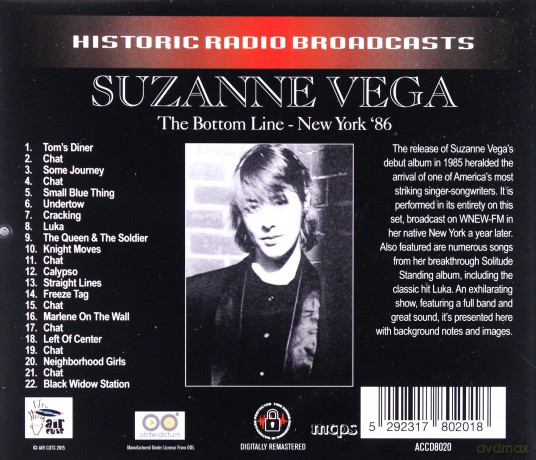 Suzanne Vega: The Bottom Line - New York 86 [CD]