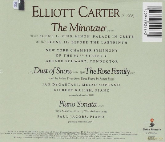 Elliott Carter: The Minotaur [CD]