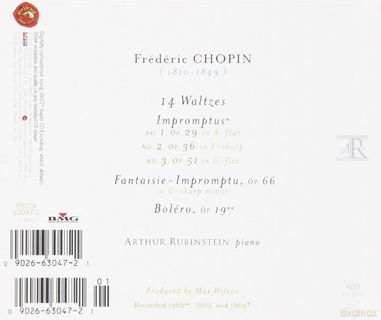Arthur Rubinstein: Rubinstein Collection vol. 47: All Chopin: Waltzes, Impromptus, Bolero [CD]