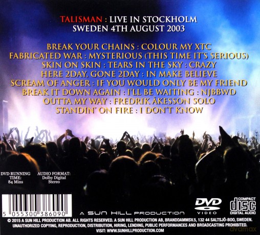 Talisman: Live In Stockholm (digipack) [CD]+[DVD]