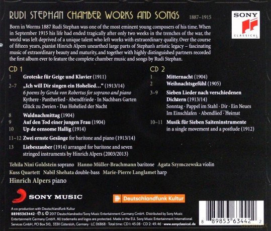 Hinrich Alpers: Rudi Stephan: Chamber Works and Songs [2CD]