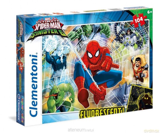 CLEMENTONI 104 el Superkolor Spiderman fluorescencyjne [PUZZLE]