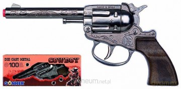 Metalowy rewolwer kowbojski 8 naboi