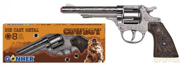 Metalowy rewolwer kowbojski 8 naboi