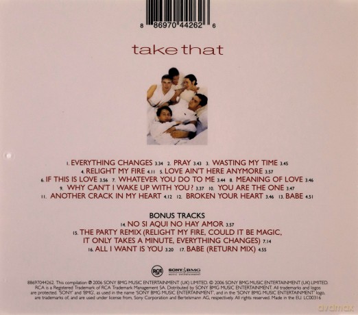 Take That: Everything Changes Jewelcase/New Artwork,Tracklisting [CD]