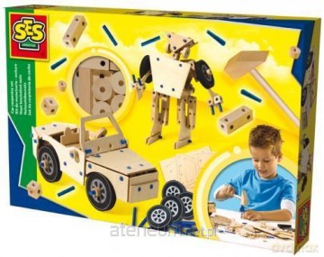 Samochód, robot - zestaw drewniany