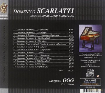 Jacques Ogg: Domenico Scarlatti: Keyboard Sonatas para Fortepiano [CD]