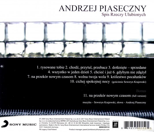 Andrzej Piaseczny: Spis Rzeczy Ulubionych [CD]