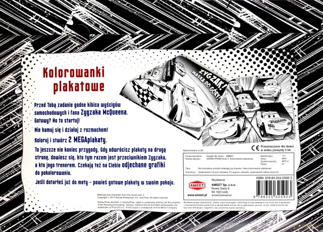 Kolorowanki plakatowe. Auta 3 (Disney) [KSIĄŻKA]