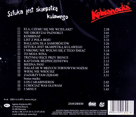 Kobranocka: Sztuka jest skarpetką kulawego [CD]