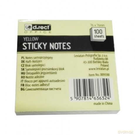 Notes samoprzylepny 76x76mm żółty