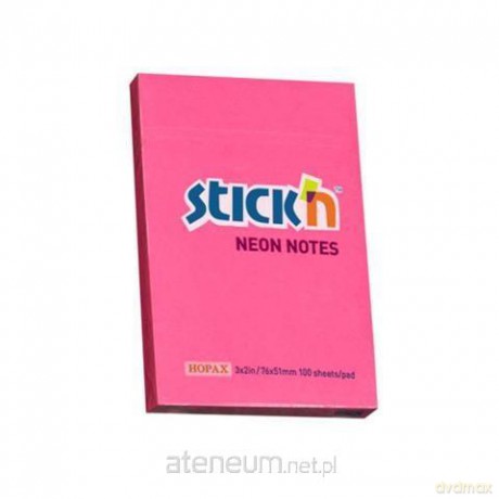 Notes samoprzylepny ciemnoróżowy neon 76x51mm