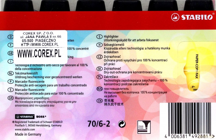 Zakreślacz Boss pastel etui 6 kolorów
