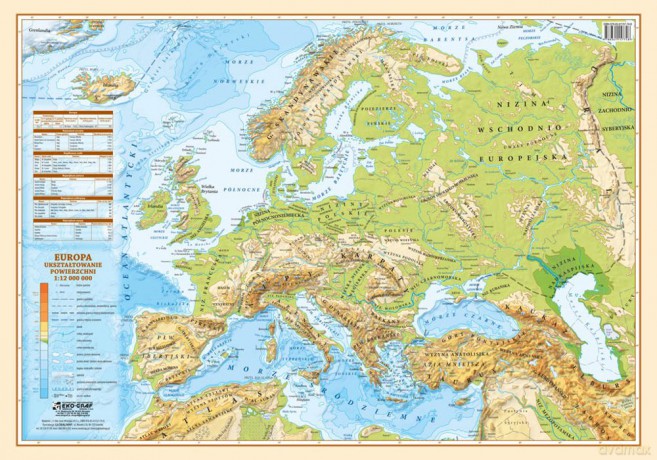 Mapa Europa polityczno-fizyczna podkładka na biurko