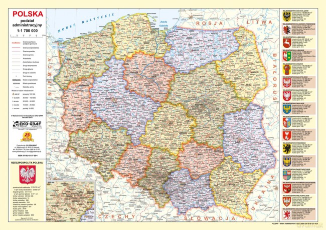 Mapa Polska fizyczno-administracyjna podkładka na biurko
