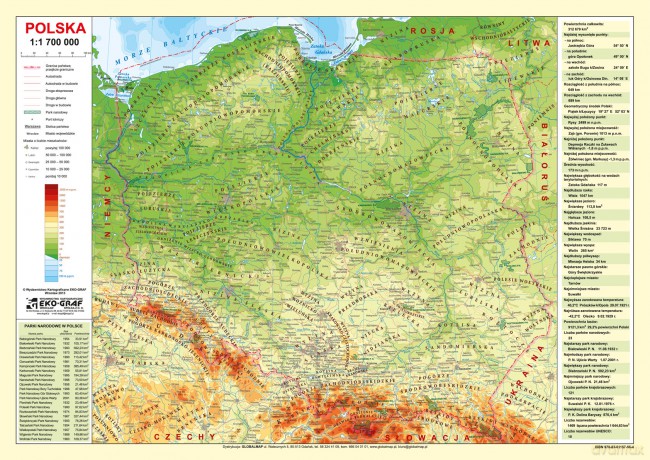 Mapa Polska fizyczno-administracyjna podkładka na biurko
