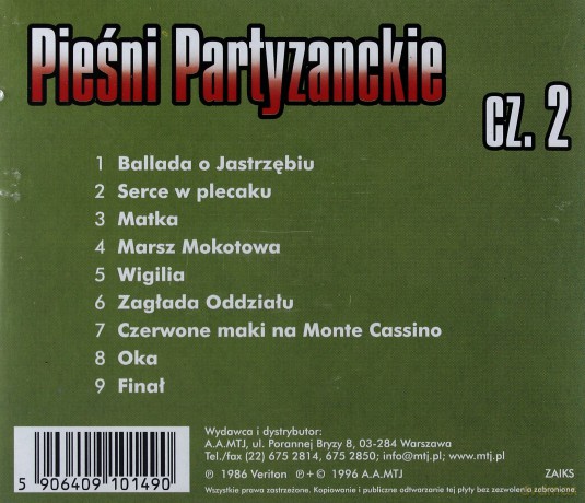 Zespół Teatru Klasycznego: Pieśni partyzanckie cz. 2 [CD]