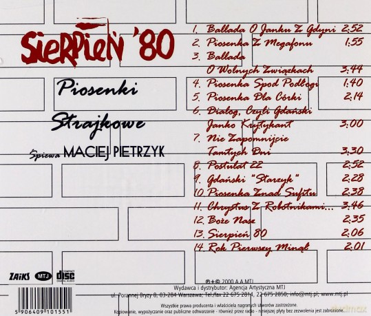 Maciej Pietrzyk: Sierpień'80 - piosenki strajkowe [CD]