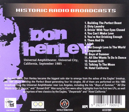 Don Henley: Universal Amphitheater Universal City California September 1985 [CD]