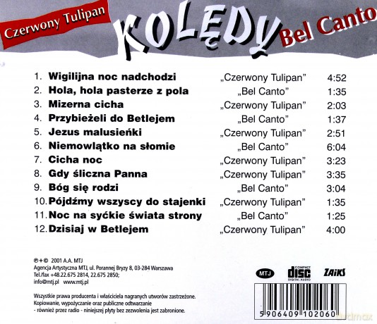 Czerwony Tulipan i Chór Bel Canto: Kolędy [CD]
