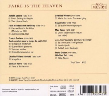Camerata Vocale Freiburg: Works By Poulenc/Reger-Faire Is The Heaven [CD]