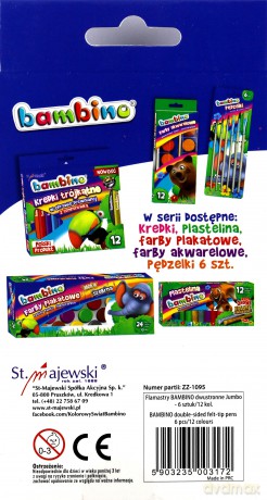 Flamastry dwustronne 12 kolorów Jumbo Bambino