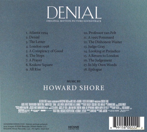 Denial soundtrack (Kłamstwo) (Howard Shore) [CD]