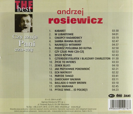 Andrzej Rosiewicz: The Best - Czy Czuje Pani Czaczę [CD]