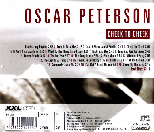 Oscar Peterson: Cheek To Cheek [CD]